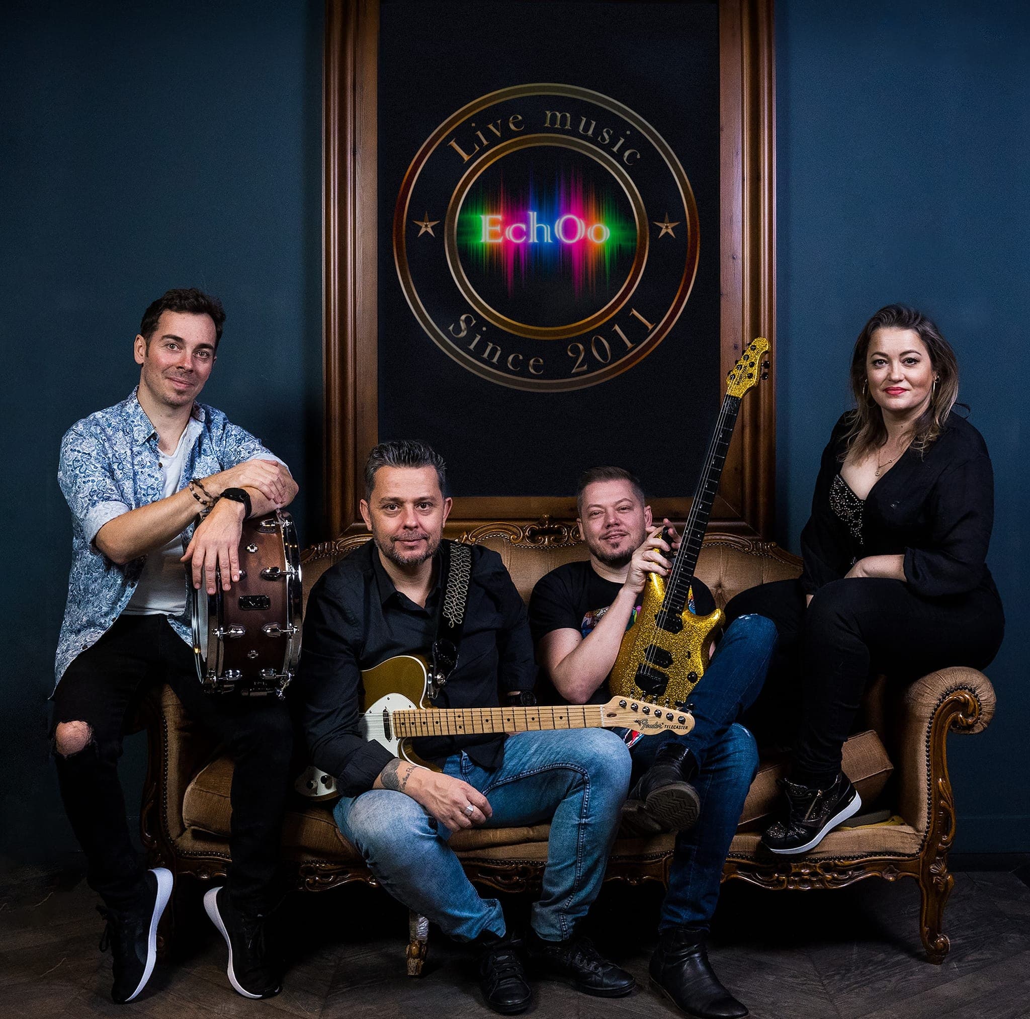 Members of the band EchOo in concert